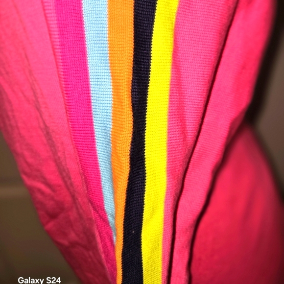 Belle by Kim Gravel Pink Sweatshirt with Striped Sleeves - Picture 4 of 7